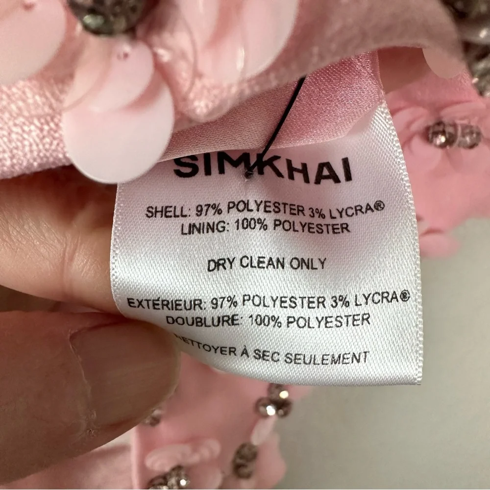 NWT SIMKHAI Ziva Embellished Crepe Mini Dress SZ US 6 - Picture 9 of 10